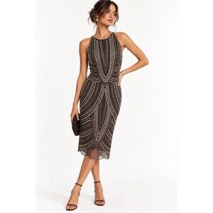 Pisarro Nights | Dresses | Pisarro Nights Beaded And Sequin Mesh Cocktail Gown In Gray Size 2 Nwt